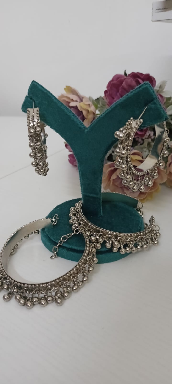 Adjustable Ghungraoo pair of Bangles with Chanbali Earrings