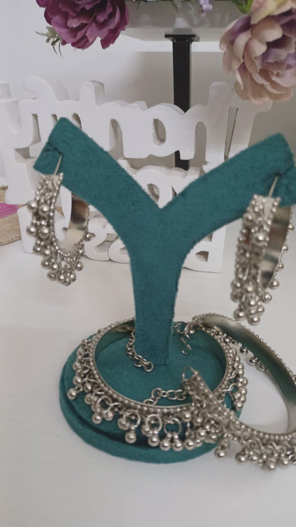 Adjustable Ghungraoo pair of Bangles with Chanbali Earrings